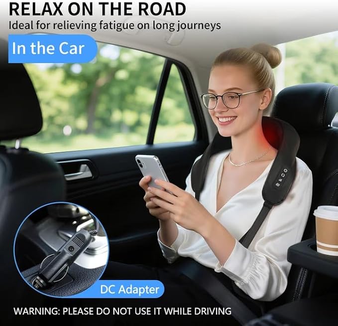 TISSCARE Shiatsu Neck Massager with Heat for Pain Relief, Deep Tissue 3D Kneading Electric Massager for Back, Shoulder, Leg, Plug-in for Home, Office, Car, Ideal Gift for Women Men Mom Dad