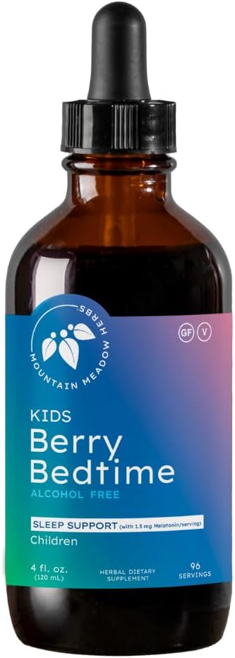 Mountain Meadow Herbs Berry Bedtime – Kids Sleep Support Drops with Melatonin, Chamomile, Lemon Balm & Passionflower - Natural Sleep Aid for Children – 4 oz