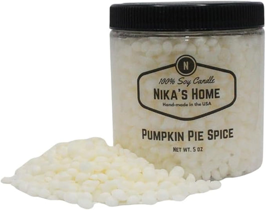 Nika's Home Pumpkin Pie Spice Soy Melts - Strong Scents - Add to Candles to Create Your Own Blends or Use Alone in Wax Warmers - Wax Pastilles - 5oz Jar, up to 20 Hours of Fragrance