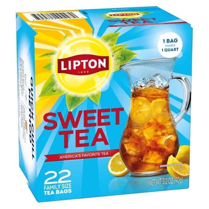 Lipton Southern Sweet Iced Tea Bags, Family Size Zero Calories, 132 Total Bags (22ct - Pack of 6)