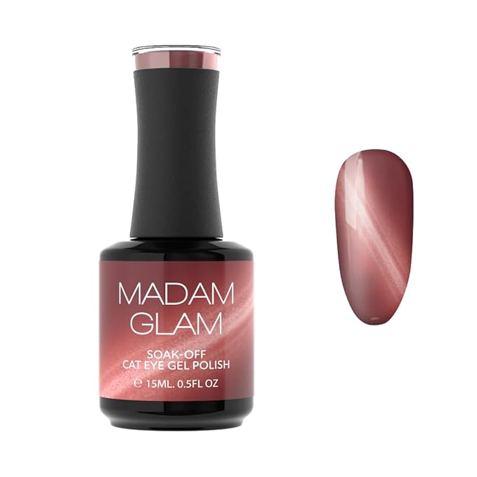 Madam Glam - Super Cat Eye Gel Polish 15ml 0.5 fl/oz - Nail Art Enhancement - Magnetic Effect - Long-Lasting, Vibrant, Vegan, Hema-Free (Red)