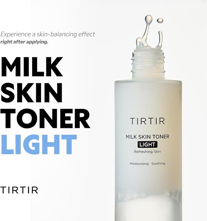 TIRTIR Milk Skin Rice Toner Light | Instant Hydration with 4% Niacinamide, Pantenol, Lightweight, Pore-Tightening, Vegan, Acne-Prone, Oily Skin, Fungal Acne Safe, Korean Skin Care, 5.07 Fl Oz