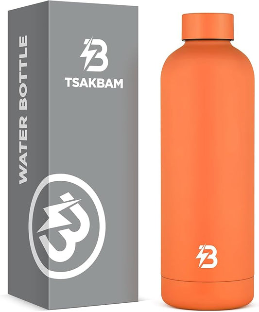 Insulated Water Bottle with Lid, 25 oz Reusable Leak-Proof Metal Stainless Steel Water Bottles for Travel, Sports, Gym, Outdoor (Orange)