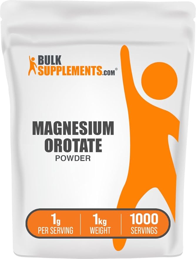BulkSupplements.com Magnesium Orotate Powder - High Absorption Magnesium Supplement - Unflavored & Gluten Free, 1g per Serving, 1kg (2.2 lbs) (Pack of 1)