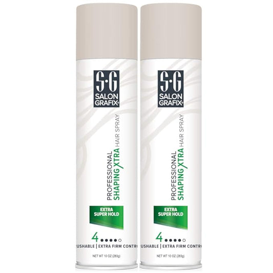 Salon Grafix Shaping Hair Spray - Brushable and Freshly Scented Hairspray for Women and Men - Professional Quality Result - Extra Super Hold - 2 pc