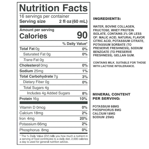 Vidafuel Wellness Protein Drink, 16g Protein per 2oz Shot, 32 fl oz Carton, 2 Pack, Berry, Collagen and Whey Drink, No Artificial Sweeteners