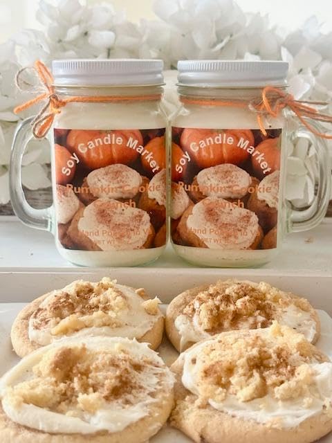Soy Scented Candles | Handmade & Highly Aromatic Candles Burns Upto 85 Hours in Glass Jar - Perfect for Home Decor, Wedding, Birthday, Dinner (Pumpkin Cookie Crunch, 12 oz)