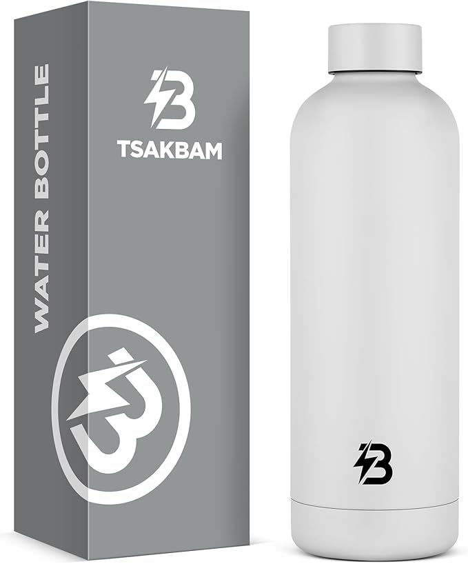 Insulated Water Bottle with Lid, 25 oz Reusable Leak-Proof Metal Stainless Steel Water Bottles for Travel, Sports, Gym, Outdoor (White)