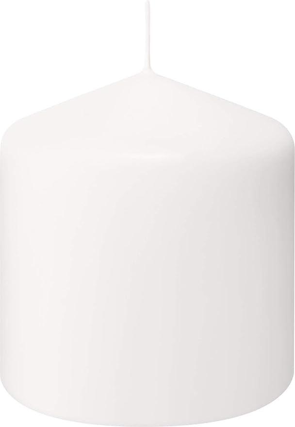 BOLSIUS 6 White Pillar Candles Bulk - 3x3 Inches Candle Set - 25+ Hours Clean Burning - No Palm Oil - 0% Animal Fat - Premium European Quality - Unscented Dripless Dinner Pillars