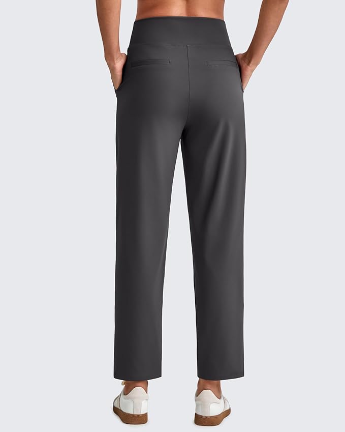 G4Free ShiftReady Womens Ankle Dress Yoga Pants with Pockets Stretchy Business Casual Slacks Work Trousers Travel Pant