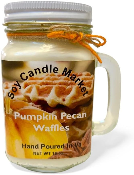 Soy Scented Candles | Handmade & Highly Aromatic Candles Burns Upto 85 Hours in Glass Jar - Perfect for Home Decor, Wedding, Birthday, Dinner (Pumpkin Pecan Waffles, 12 oz)
