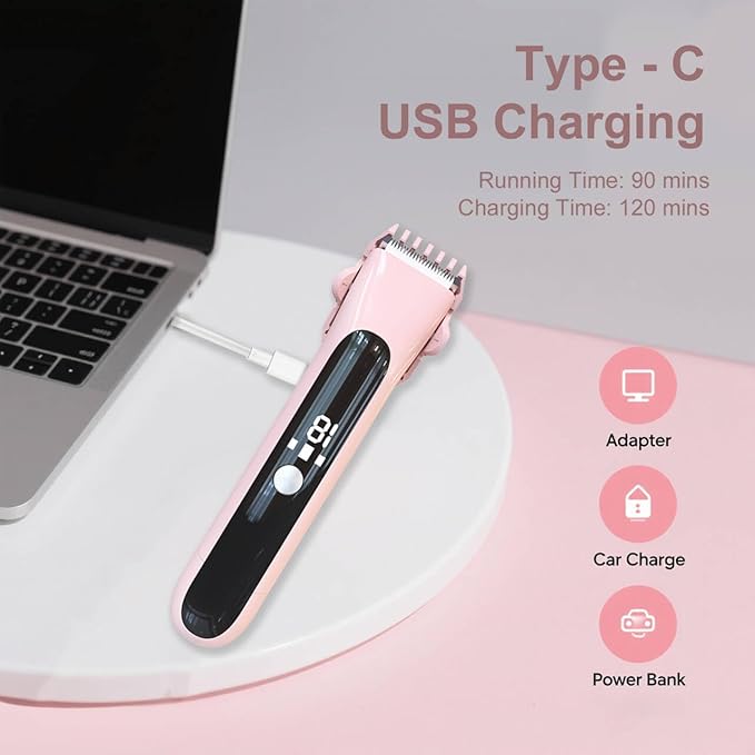 Dermave Bikini Shaver for Women, Bikini Trimmer for Women with Dual Head Shaver, Painless Wet & Dry Electric Razor for Smooth Bikini Line, Rechargeable & Portable, Pink