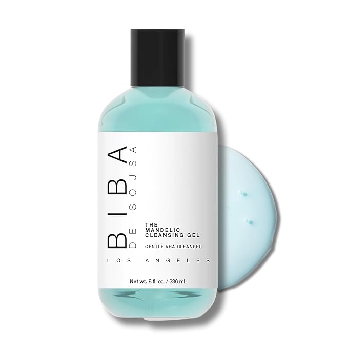 biba de sousa The Mandelic Cleansing Gel - Gentle, Sulfate-Free Foaming AHA and Mandelic Acid Skin Cleanser- Antioxidant Botanical Blend - For All Skin Types (8oz)