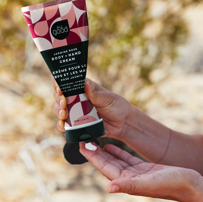 All Good Hand & Body Lotion - Moisturizing Organic Lotion for Dry Skin - Jasmine Oil, Cocoa Butter, Rosehip Oil, Arnica, Vitamin E - Non-Greasy Body Butter, 6 fl oz (2-pack, Jasmine Rose)