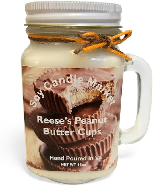 Soy Scented Candles | Handmade & Highly Aromatic Candles Burns Upto 85 Hours in Glass Jar - Perfect for Home Decor, Wedding, Birthday, Dinner (Peanut Butter Cups, 12 oz)