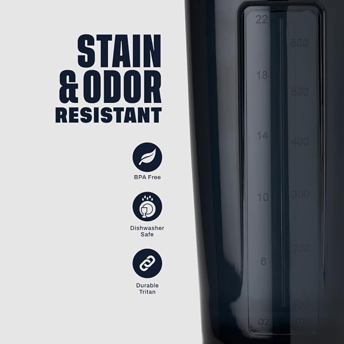 BlenderBottle Shaker Bottle Pro Series Perfect for Protein Shakes and Pre Workout, 24-Ounce, Black