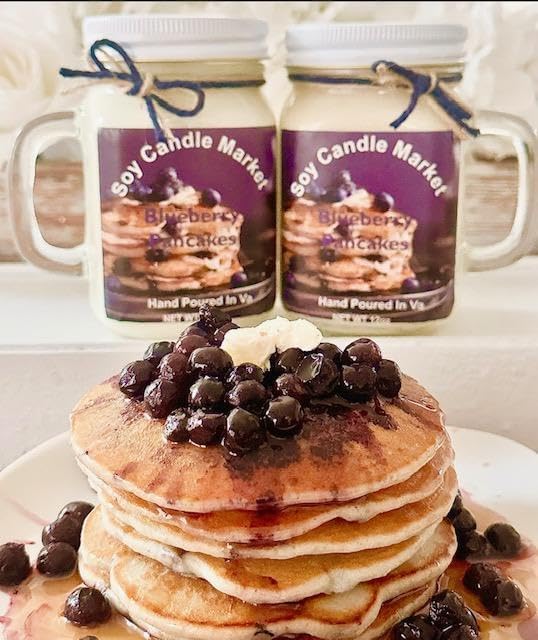 Soy Scented Candles | Handmade & Highly Aromatic Candles Burns Upto 85 Hours in Glass Jar - Perfect for Home Decor, Wedding, Birthday, Dinner (Blueberry Pancake, 16 oz)