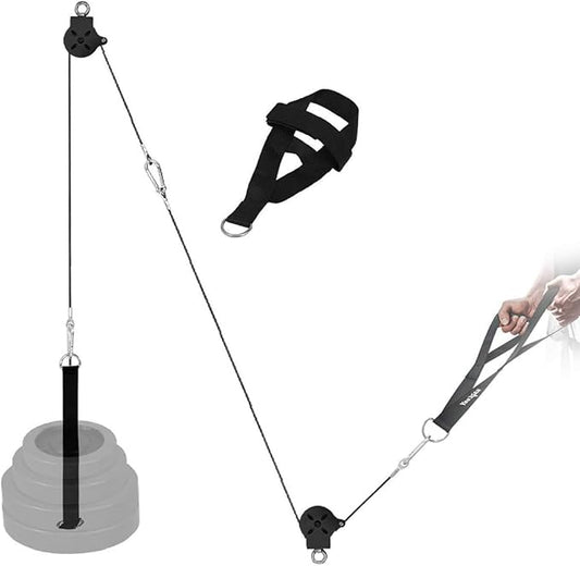 Yes4All Cable Machine Attachment, Double D Hanlde & Tricep Rope Cable Attachment, Weight Machine Accessories Load 880 LB for Home Gym