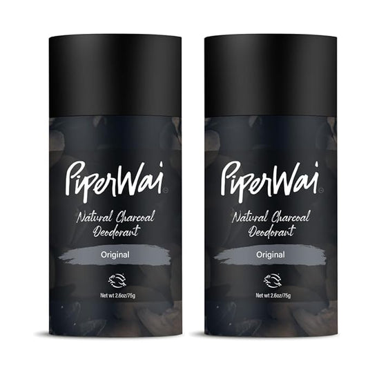 PiperWai Natural Deodorant w/Activated Charcoal | Odor Protection, Vegan, Aluminum Free, Shark Tank Product for Women & Men | Great for Travel, & Gifts | 2.6 oz (75g) Original Scented Stick 2-Pack