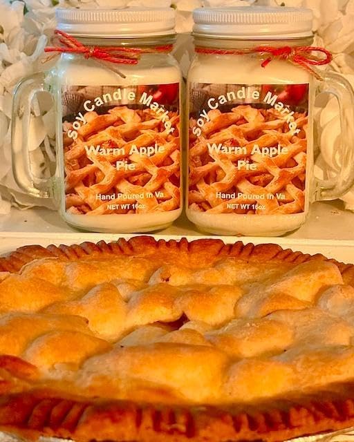 Soy Scented Candles | Handmade & Highly Aromatic Candles Burns Upto 85 Hours in Glass Jar - Perfect for Home Decor, Wedding, Birthday, Dinner (Warm Apple Pie, 12 oz)