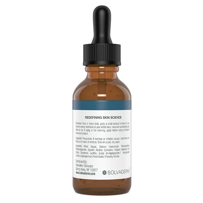 Solvaderm Excelagene Hyaluronic Acid Serum – Dual-Molecule Hydration Boost – Plumps, Firms & Smooths Fine Lines – Lightweight, Fast-Absorbing Anti-Aging Moisturizer for All Skin Types