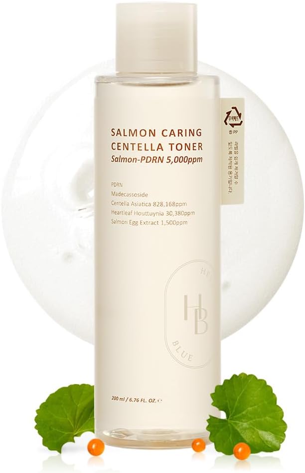 HEVEBLUE Salmon Caring Centella Toner - Salmon PDRN, pH 5.5, Salmon Egg Extract, Centella, Madecassoside, Restore and Rejuvenate, Refine Skin Texture, Low Irritation, Korean Skincare, K-Beauty