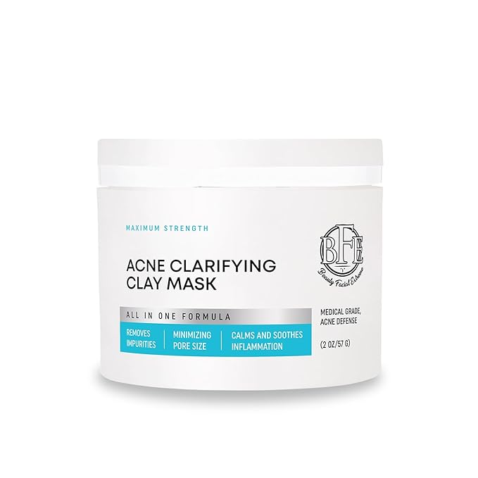Acne Treatment Clay Mask- Clears Away Clogged Pores, Blackhead & Whitehead Pimples, Blemishes, Scars & Oily Skin for Face & Body. Ingredients Including Sulfur, Bentonite, Kaolin & Jojoba Oil.