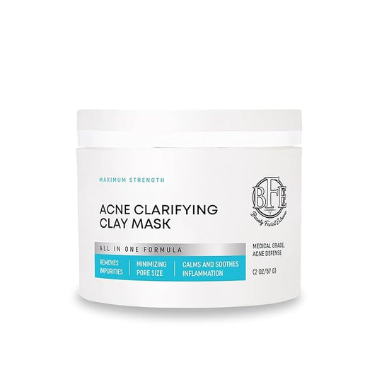 Acne Treatment Clay Mask- Clears Away Clogged Pores, Blackhead & Whitehead Pimples, Blemishes, Scars & Oily Skin for Face & Body. Ingredients Including Sulfur, Bentonite, Kaolin & Jojoba Oil.