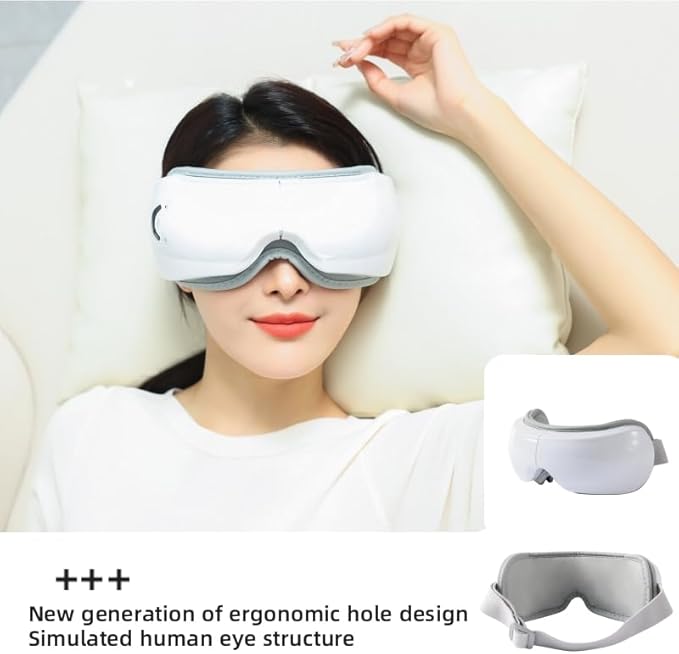 Eye Massager with Heat for Migraine Relif, Heated Eye Massage Mask with Heat, Bluetooth Music, Compression Vibration for Eye Care, Eye Strain Relief, Improve Sleep, Birthday Gifts for Women Men