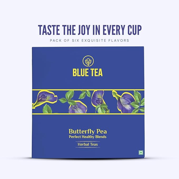 BLUE TEA - Butterfly Pea Flower Tea Gift Set (6 Flavors, 30 Count - Plant Based) | FLORAL FLAVOR | Caffeine Free - Non-Bitter - Herbal Tea - Variety pack - Flower Based | Gifts for Him and Her