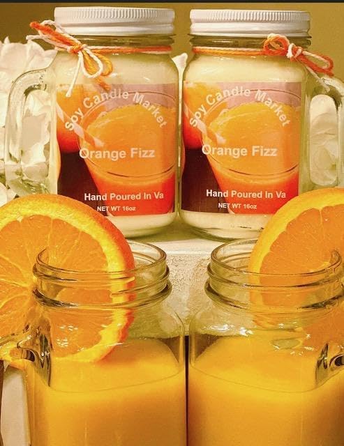 Soy Scented Candles | Handmade & Highly Aromatic Candles Burns Upto 85 Hours in Glass Jar - Perfect for Home Decor, Wedding, Birthday, Dinner (Orange Fizz, 16 oz)