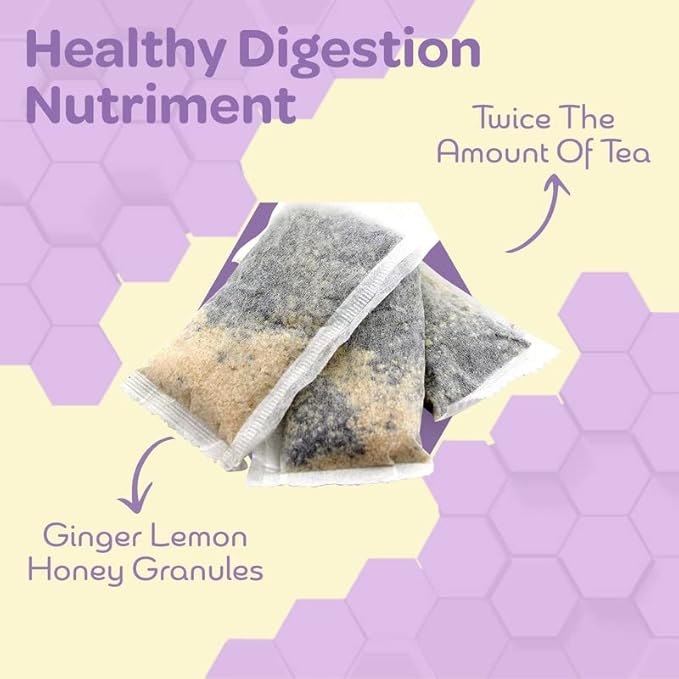 True Honey Lemon Ginger Tea Bags - Honey Crystals Blended in Every Sachet - Healthy Digestion Nourishment - All Natural Organic Herbal Caffeine Free Tea Bag 24 Count