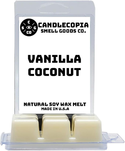 Vanilla Coconut Strongly Scented Hand Poured Vegan Wax Melts, 12 Scented Wax Cubes, 6.4 Ounces in 2 x 6-Packs