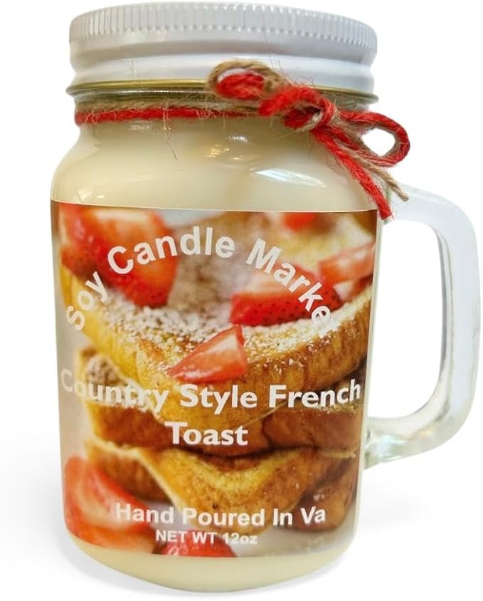 Soy Scented Candles | Handmade & Highly Aromatic Candles Burns Upto 85 Hours in Glass Jar - Perfect for Home Decor, Wedding, Birthday, Dinner (Country Style French Toast, 12 oz)