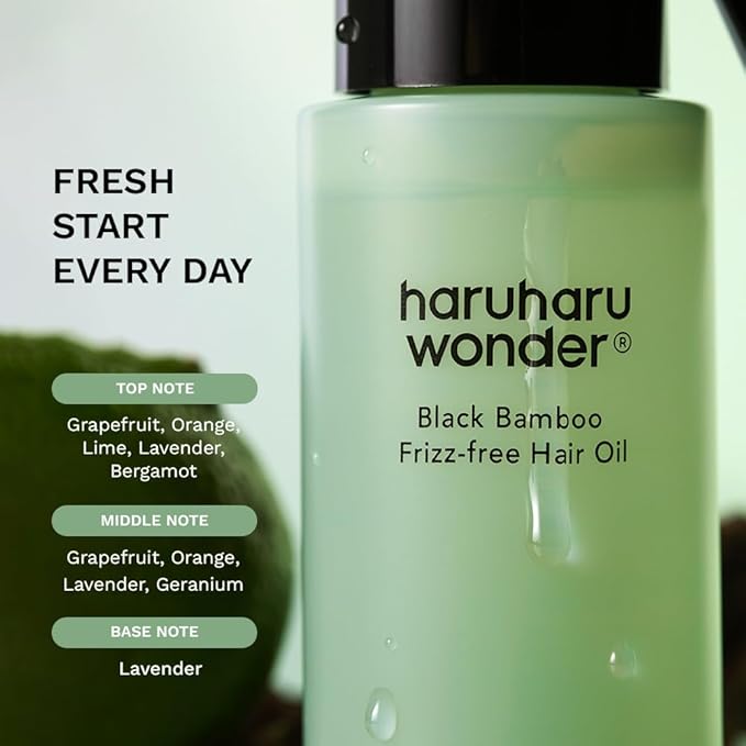 HARUHARU wonder Black Bamboo Frizz-free hair oil, Lightweight Texture with Argan Oil, Smooths Frizz, Adds Shine, Soft Finish, For All Hair Types, Styling & Finishing, 2.70 fl.oz