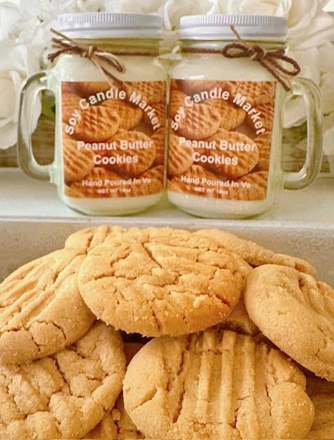 Soy Scented Candles | Handmade & Highly Aromatic Candles Burns Upto 85 Hours in Glass Jar - Perfect for Home Decor, Wedding, Birthday, Dinner (Peanut Butter Cookies, 16 oz)