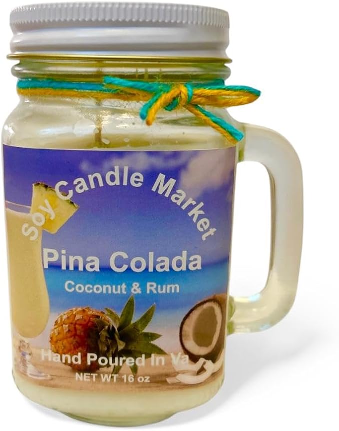 Soy Scented Candles | Handmade & Highly Aromatic Candles Burns Upto 85 Hours in Glass Jar - Perfect for Home Decor, Wedding, Birthday, Dinner (Pina Colada, 12 oz)