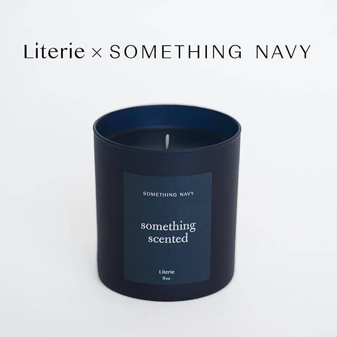 Literie NYC Inspired Scented Candle: Something Scented (Something Navy) - Magnolia & Sandalwood Scent, 9oz, 50 Hour Burn, Vegan Soy & Coconut Blend Candle for Home Decor, Gift for Women & Men