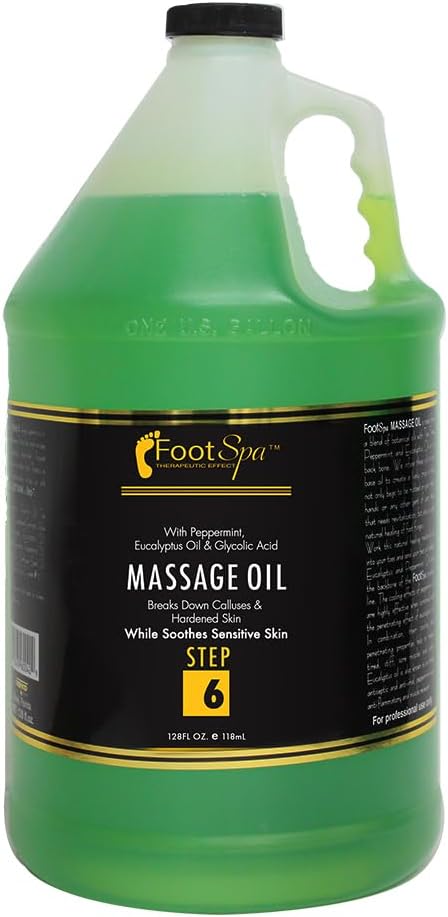 Foot SPA - Massage Oil, Eucalyptus Extract, 128 Oz - Professional Full Body Massage Therapy, Manicure, Pedicure - Relax Sore Muscles and Repair Dry Skin, Enhanced with High Absorption Oils, Vitamin E
