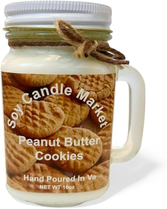 Soy Scented Candles | Handmade & Highly Aromatic Candles Burns Upto 85 Hours in Glass Jar - Perfect for Home Decor, Wedding, Birthday, Dinner (Peanut Butter Cookies, 16 oz)