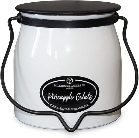 Milkhouse Candle Company - Pineapple Gelato - Creamery Collection - 16oz Double Cotton Wick Soy Candles with Beeswax - Long Burn Time, Made in The USA - Non Toxic, Premium Scented Candles