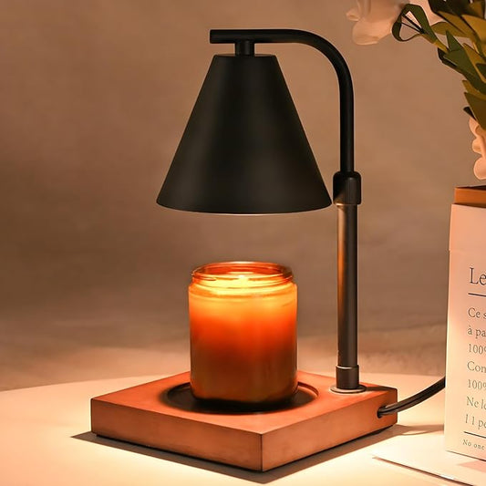 SOKCVSEA Candle Warmer Lamp - Candle Lamp Warmer with Timer Height Adjustable, Birthday Gifts for Women Mom, House Warming Gifts New Home Decor, Wax Melt Candle Warmer with 2 Bulbs 5-Black