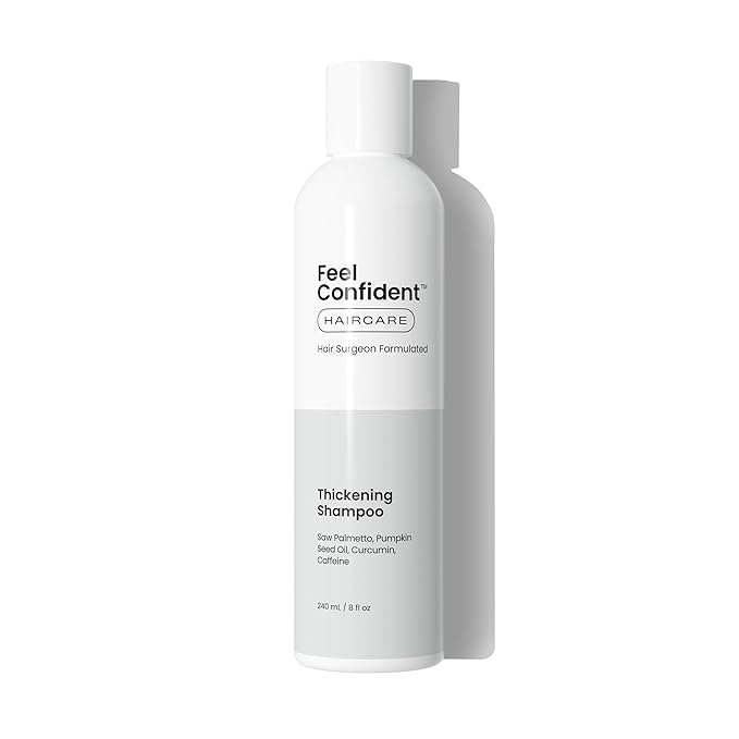 Haircare Thickening Shampoo - Gender-Neutral, Hair Surgeon Formulated. Pumpkin seed oil, Turmeric root extract, Saw palmetto, and Caffeine to Density and Growth. 8oz / 240 mL Bottle.