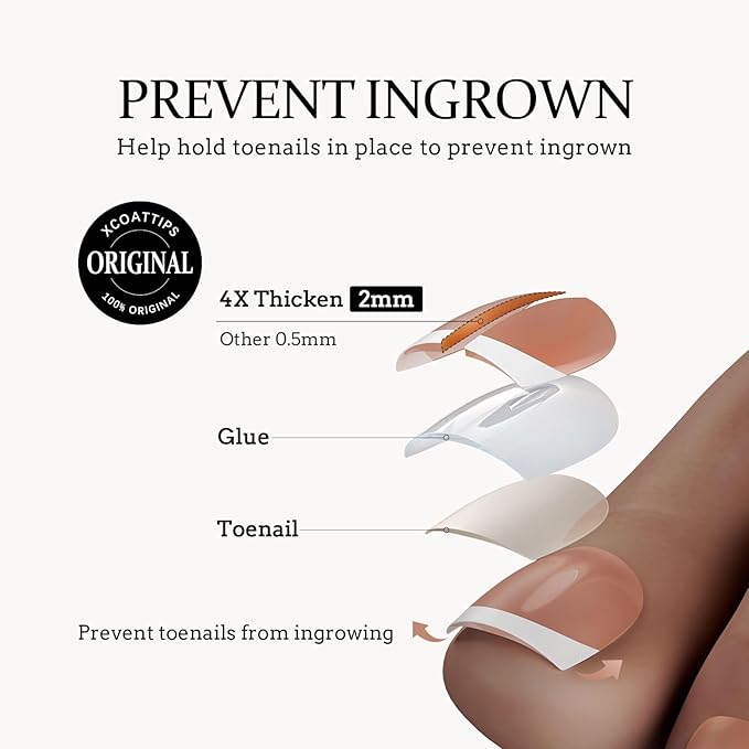 BTArtboxnails XCOATTIPS Toe Nail Tips - Upgrade Bigger Size French Tip Press On Toenails for Women, Pink Soft Gel Toenail Press Ons, 150pcs Soak Off Fake Toe Nails