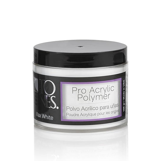 Tones Pro Acrylic Nail Powder, Max White (Creamy, Soft Off-White), (3.5 Fl Oz) - Long-Lasting & Non-Yellowing Polymer for Salon Quality Nail Extensions & 3D Art