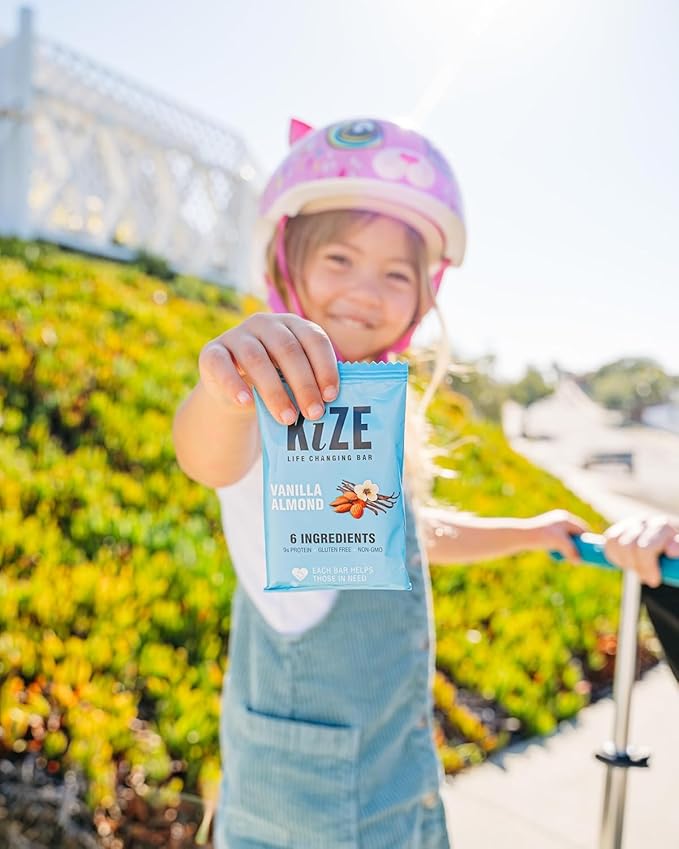 KiZE Energy Bars - Vanilla Almond - 30-Count - Gluten Free, Non-GMO, and High Protein Meal Replacement Energy Bars, Clean and Simple Food Ingredients - 10g High Protein Snacks (30 Count)