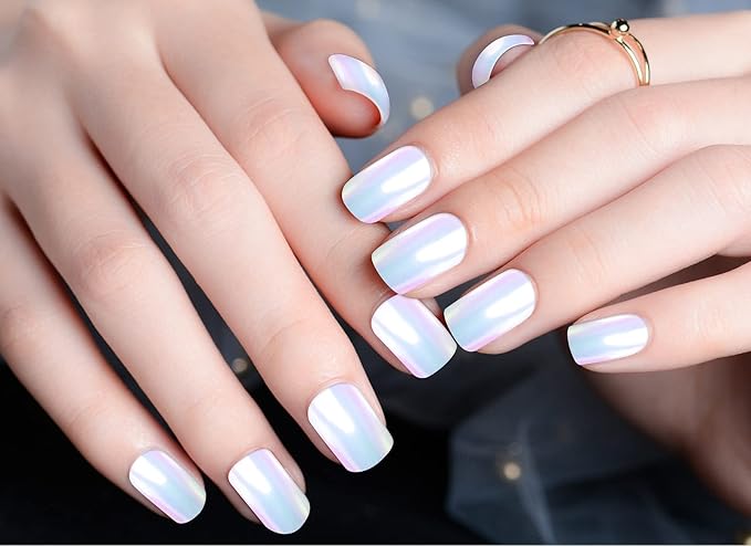 Artdone 2Pcs Chrome Nail Powder,Unicorn Mermaid Aurora Nail Powder,Iridescent Chameleon Effect Nail Color Metallic Mirror Chrome Powder Kit for Nail Art Glitter Gel Polish kit