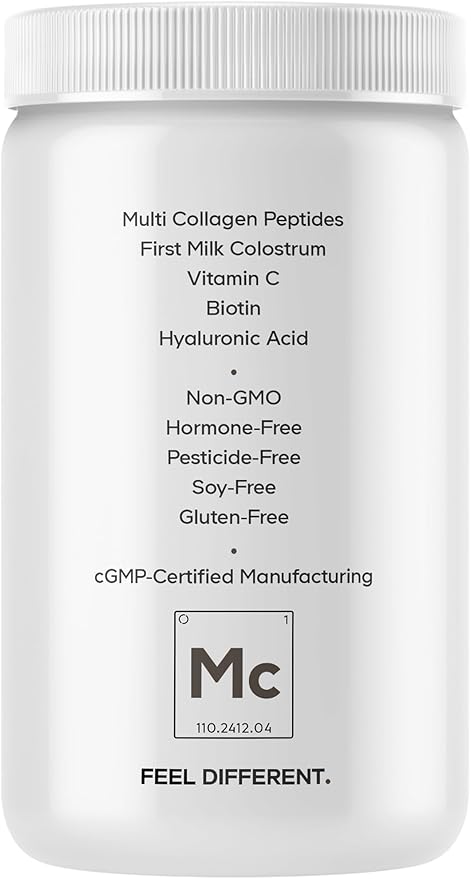 Codeage Multi Collagen Colostrum Powder Platinum - Hydrolyzed Grass-Fed Bovine Collagen Peptides, Grass-Fed Bovine Colostrum Supplement, Vitamin C, Biotin, Hyaluronic Acid, Lactoferrin - 13.4 Oz.