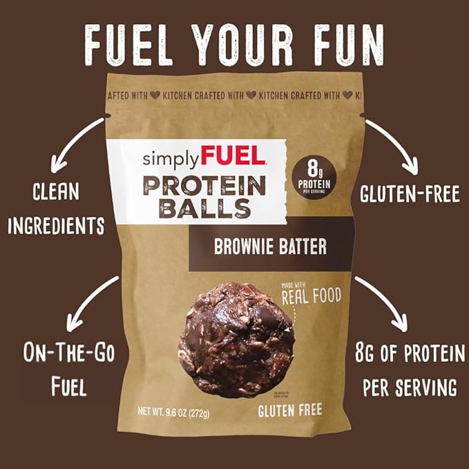 simplyFUEL Whole Food Protein Balls with Probiotics - Brownie Batter Snacks - Protein Snack - Gluten Free Energy Balls (24 Packs)