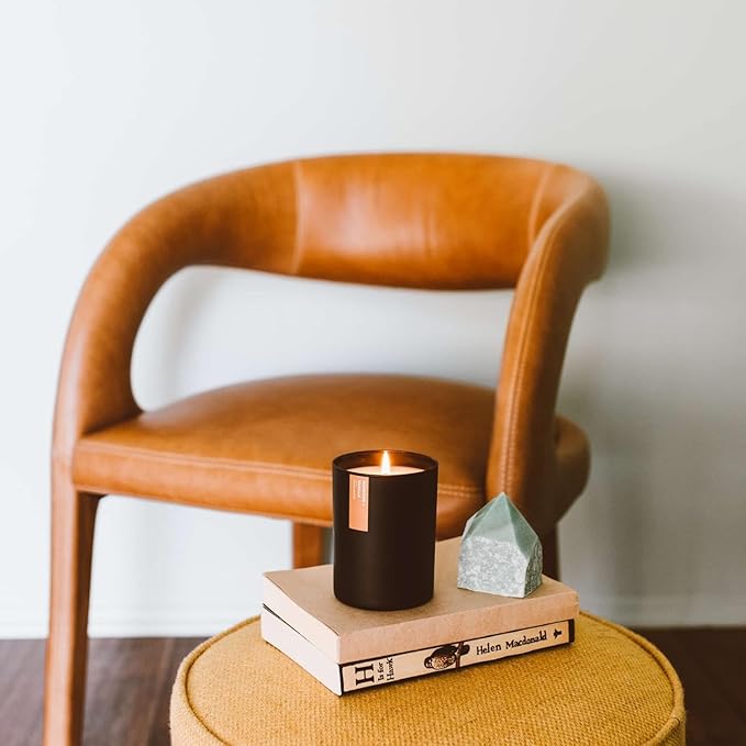 Calyan Wax Co. Soy Wax Candle, Palo Santo + Cypress Scented Candle, 75 Hour Burn Time, Aromatherapy Soy Candles, Non Toxic & Vegan Soy Wax, Black Tumbler Scented Candles, 10.2oz